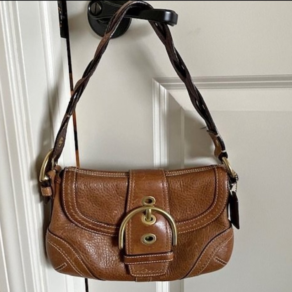 Vintage Coach 10317 Soho Braided Flap Shoulder Bag Brown Leather Hobo Y2K